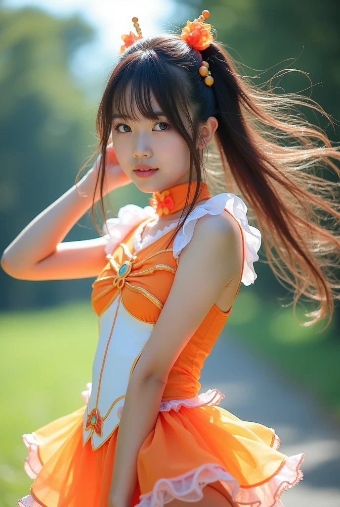 18-year-old cheergirl in yellow miniskirt(F-cup)