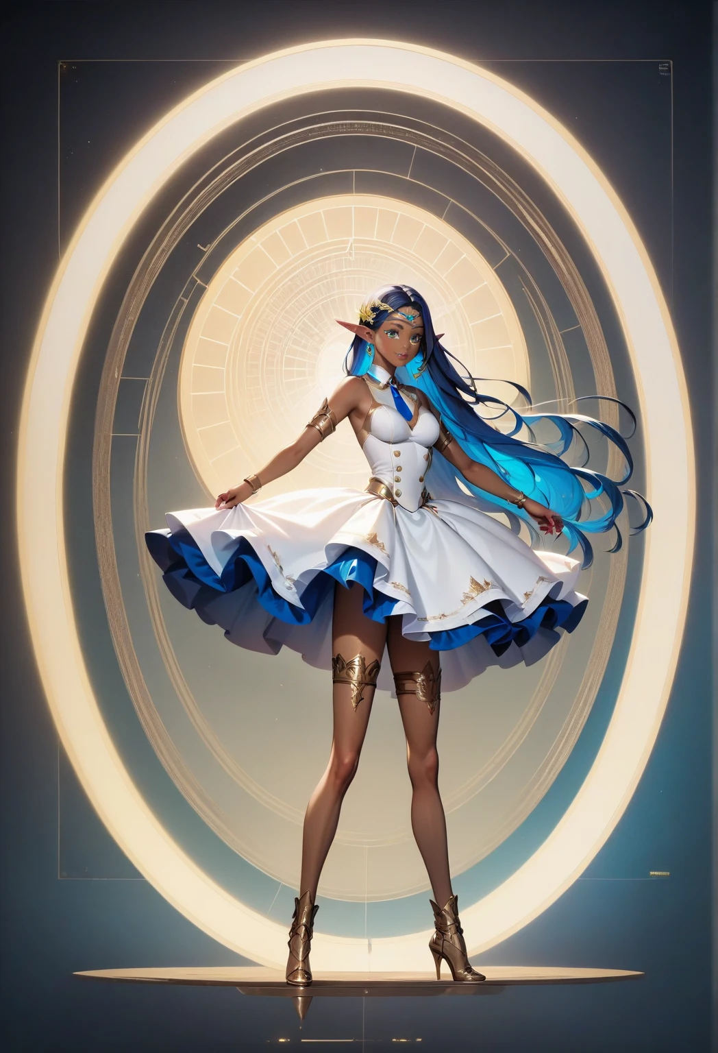 1girl, (diamond death knight:1.3), (in front of a  dimensional portal:1.3), full body, bright platinum hair, antenna hair,Perm, yellow lipstick, long eyelashes, , glowing beige eyes, [:colorful, revealing costume design:0.2], , thicc slim hourglass figure,(muscular legs:0.25), skindentation, (wizard outfit, clothes lift:1.2), (african, dark skin:0.6)<lora:EnvyCuteXL01v12:1>