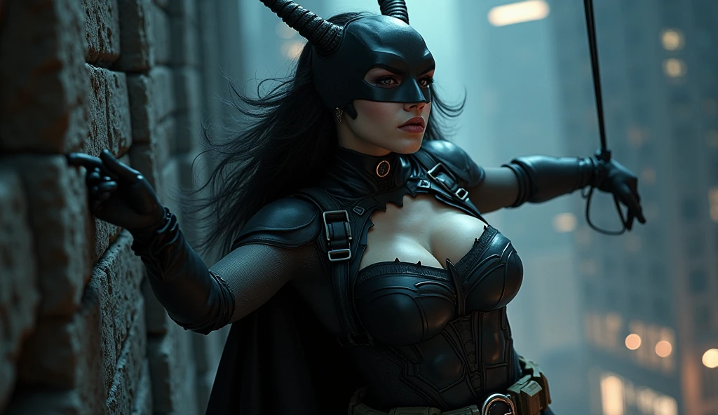 Draw three fingerasterpiece, Highest quality, High resolution, Realistic, to be born, 8k wallpaper)),Standing in a bikini,maika monroe batgirl, (Standing in Honor　shot）,Facing the camera in a menacing pose, Very hot and sexy, Great beauty, Perfect balance, Beautiful body, Slim body beauty: 1.4), Batman standing on a rooftop overlooking the city skyline at night, Gotham city background, nighttime in Gotham city, Gotham city, From the movie Batman, Gotham city double exposure, Gotham city style, Batman film still, metropolis filmic Gotham city, Cyberpunk Batman, Batman movie stills, Batman movie still cinematic, Gotham setting, Batman, Gotham,

