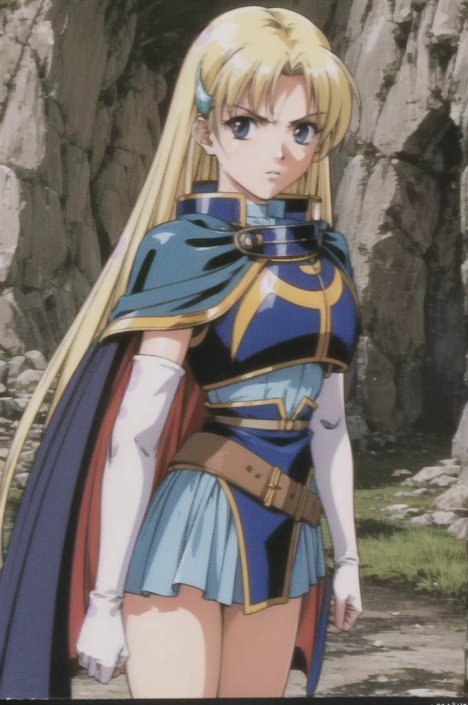 <lora:studioGhibliStyle_v1:0.65>, ((masterpiece)), warrior girl, sword, epic, looking at viewer, complex background, angry, castle background