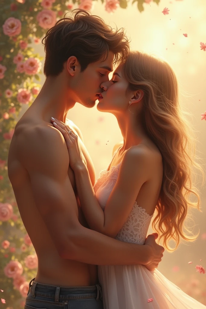 Beautiful naked boy kissing girl