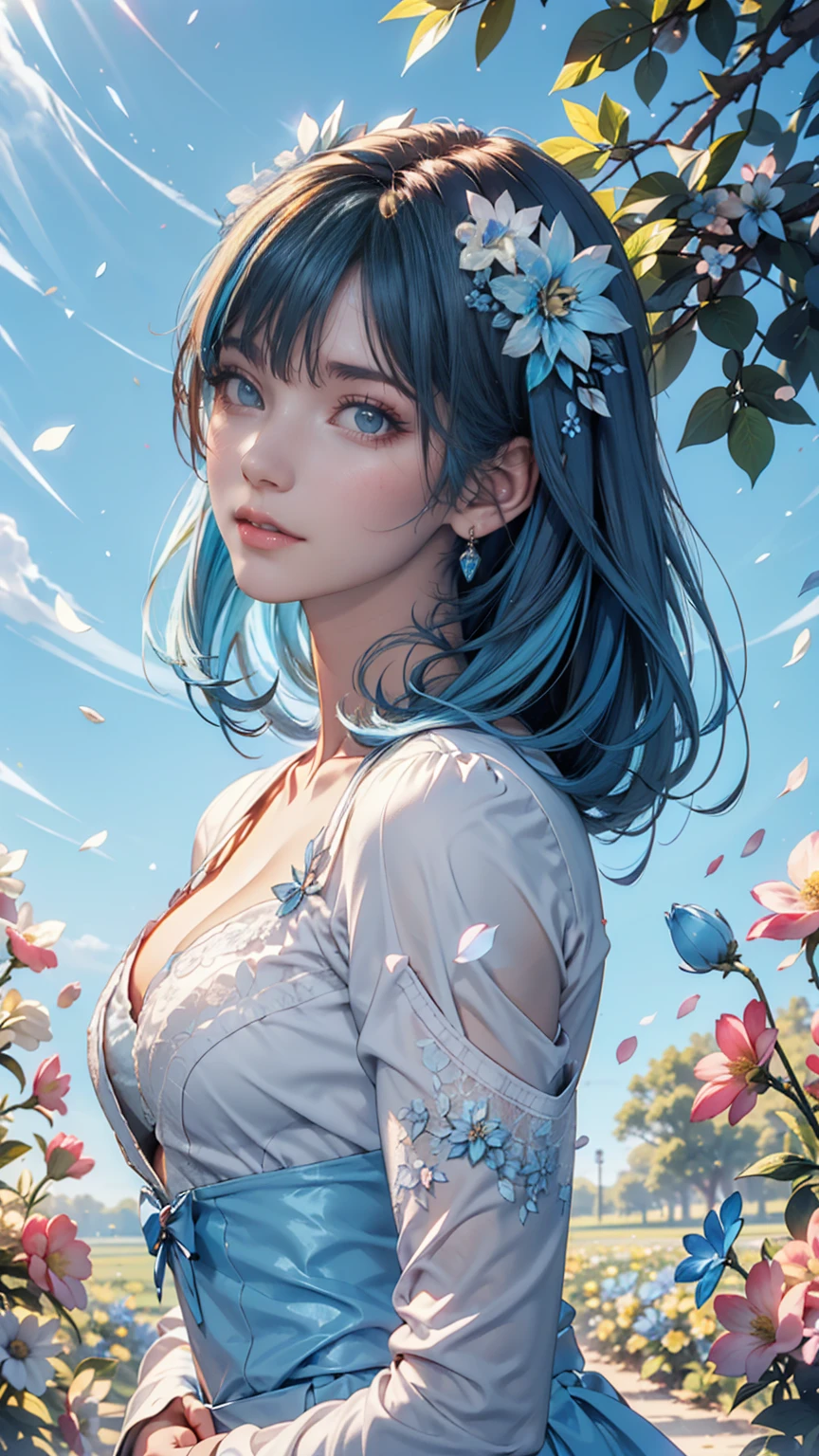 (best quality,32k resolution,highres,masterpiece:1.2),ultra-detailed,beautiful eyes,extremely detailed eyes,centered composition,white space surrounding the sketch,focus on the contour of the face,dripping watercolor effect,ink outlines,art inspired by Carne Griffiths and Alphonse Mucha,watercolor-painted hair adorned with flowers,a complete and highly detailed portrait sketched with watercolor,portrait with a rough but fully detailed sketch,medium: watercolor,grand color palette,play of light and shadow