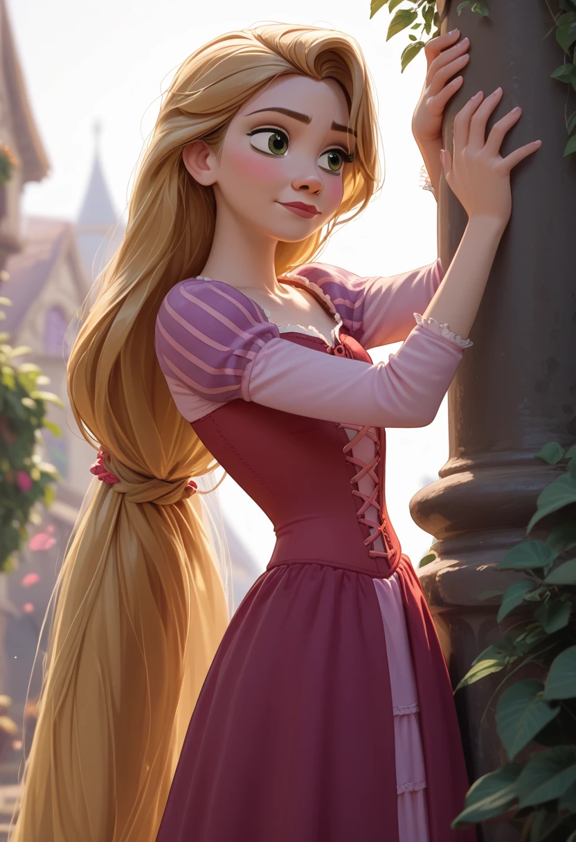 Rapunzel in a short red dress, 8k ,  Sensualize  . perfect anatomy ,
Sensual image