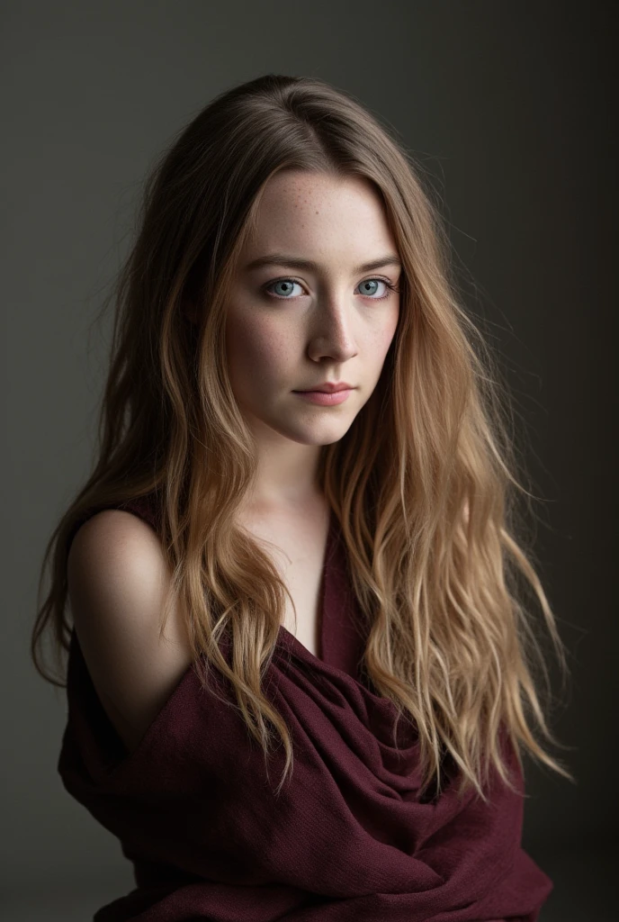 a close up photo of saoirse ronan topless, sensual