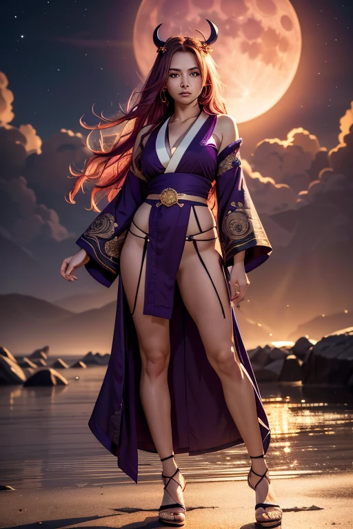 (masterpiece、8K、Super detailed、highest quality:1.5),((super cute)),best image quality,1 female,Two-dimensional beauty,(long hair,ponytail,scarlet colored hair,scarlet eyes:1.3),(active volcano crater,lava,Evening sky:1.3),(She wears a fantastic long garnet-colored robe all over her body.),jewelry,(gold and garnet crown:1.3),bare shoulders,kneeling,beautiful and delicate hands