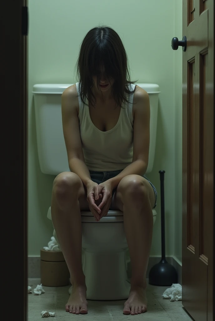 Woman pooping