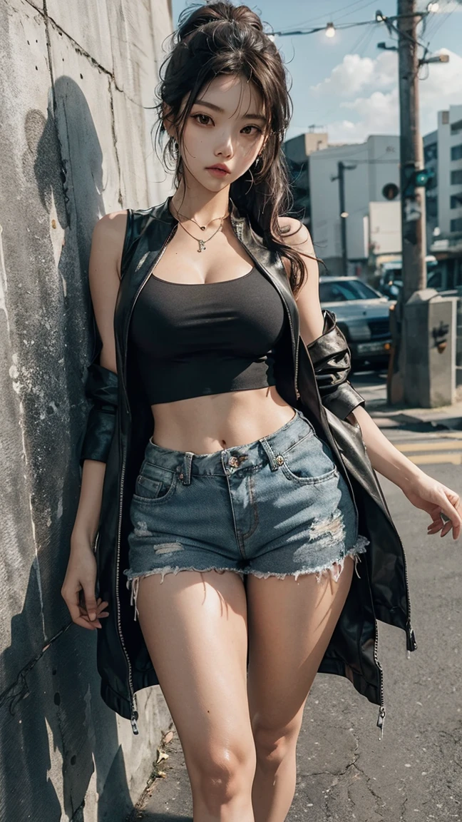 girl, big boobs, fashionable, confident, , street style, sunset, vibrant colors, artistic lighting, oil painting, detailed brushstrokes, high resolution, photorealistic, bokeh, professional quality, modern design, graffiti, skateboard, sunglasses, headphones.