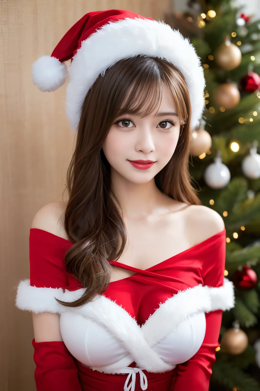 white background, full body portrait, looks very happy, smile, one girl, (a beauty girl, delicate girl:1.3), (20 years old:1.3), (Santa Claus costume), very fine eyes, (symmetrical eyes:1.3), C cup breasts, brown eyes, parted bangs, short hair, (eyes and faces with detailed:1.0), (masterpiece, best quality, ultra detailed, detailed face, 8k)