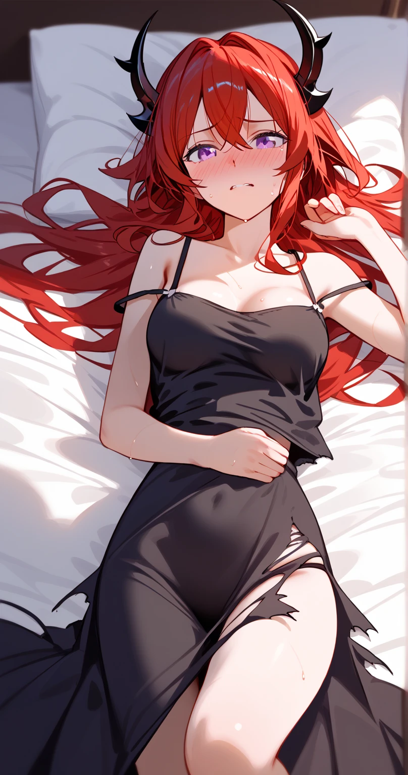 masterpiece, best quality, high resolution, 
(sleeping girl and cat), Lying on bed,1cat, fetal position, closed_eyes, 
私服, ミニスカート,白いパンティ,
top view, bed_sheet,add_detail:1,パンティ見えてる,
