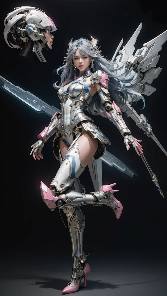 highest quality、Surreal、Perfect Anatomy、Crowded busy street、Surrounded by spectators、Crowd、Wet and shiny white skin、Sweat dripping all over the body、Slender model figure、Ahegao、Silver and pink hair、soaked、Super small face、Collars and Leads、Large cleavage、Cyberpunk City、photo shoot、Maid、Japanese sword、tattoo、
