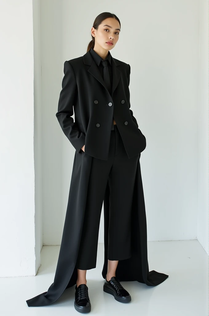 Half man dress, half woman dress, minimalist style