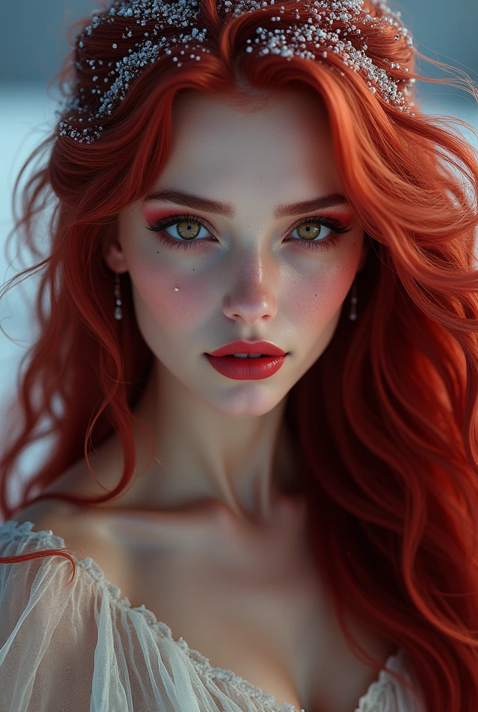 aa portrait of vampire with a bloody tear coming down from he eye, an exotic beautiful female vampire, dynamic hair color hair color, dynamic hair style, ultra detailed face, best detailed face, silver eye color, ((1single red teardrop: 1.3)), ((tear drop made from blood)), ((teardrop coming down from the eye: 1.3)), small cleavage, wearing two black diamond earrings, Ultra-high resolution, High Contrast, (masterpiece:1.5), highest quality, Best aesthetics), 16K fantasy art, best details, best quality, highres, (ultra wide angle: 1.2), 16k, [ultra detailed], masterpiece, best quality, (extremely detailed), ladyshadow, magical sky, crying style, vampire teeth