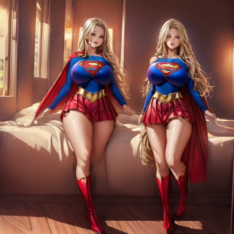 (melhor qualidade,4k,8k,alta resolução,masutepiece:1.2), 2Lucy Pinder, BBW MILF, 40 ANOS, (enormes tetos: 1,9), (seios enormes: 1,9), tiro da pelve, (Supergirl COSTUME sexy), (ajoelhada), sexy, sensual, hot, sorridente, (Sagging Tits: 1,9), decotes enormes. ((mesmo personagem, frente, lado))