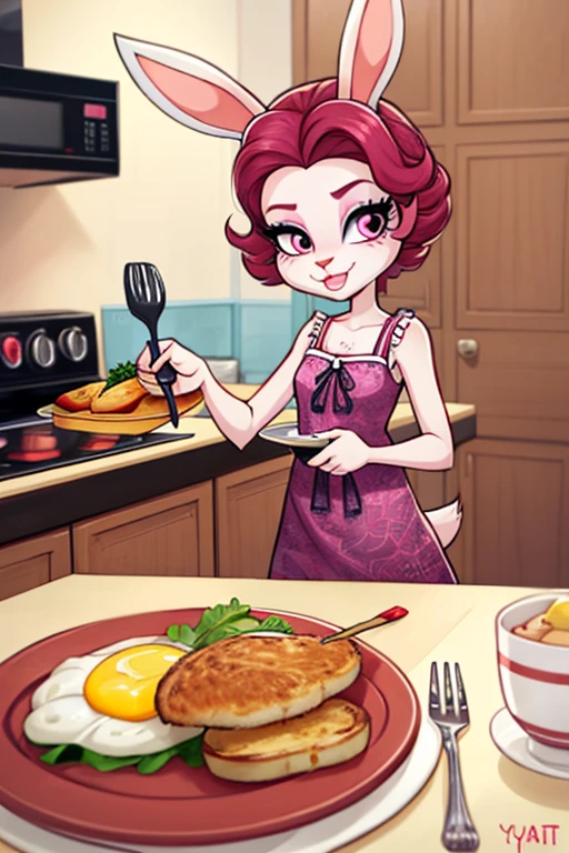 Female furry sara rabbit with Kitchens dinning breakfast dress monster high style by yeiyeiart 