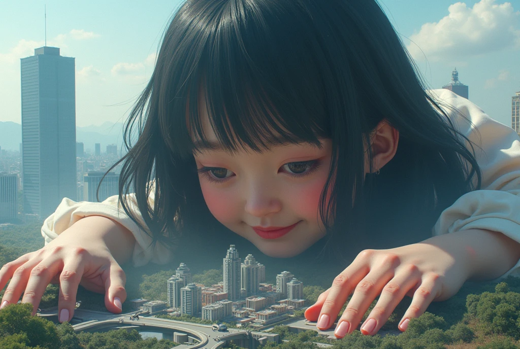(little girl:1.1),,(the human:1.5), bangs,(The scenery reflected in the eyes of a crazy person:1.5),