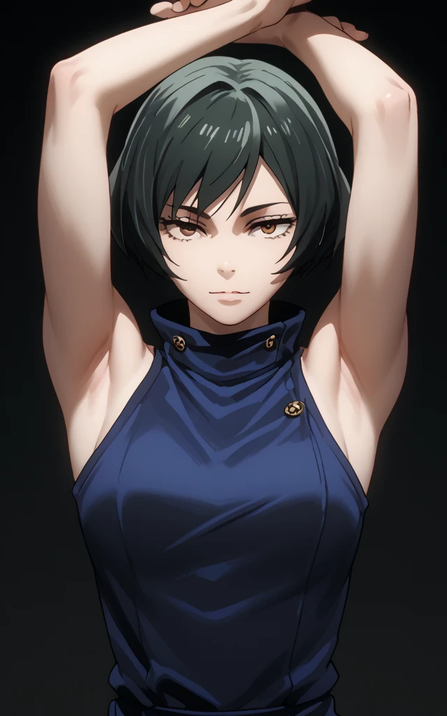 Mai, masterpiece, 8k, ultra high quality, official anime, ultra high definition, anime art, cute, seductive, armpits visible, upper body