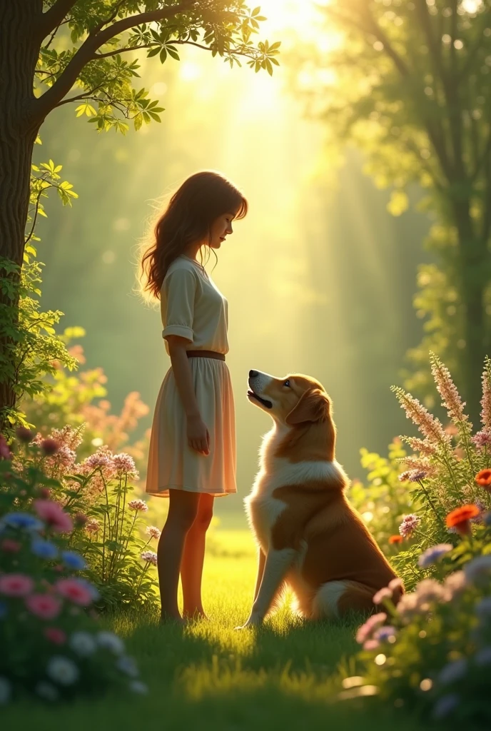 Woke up one accompanied by a dog in the garden 