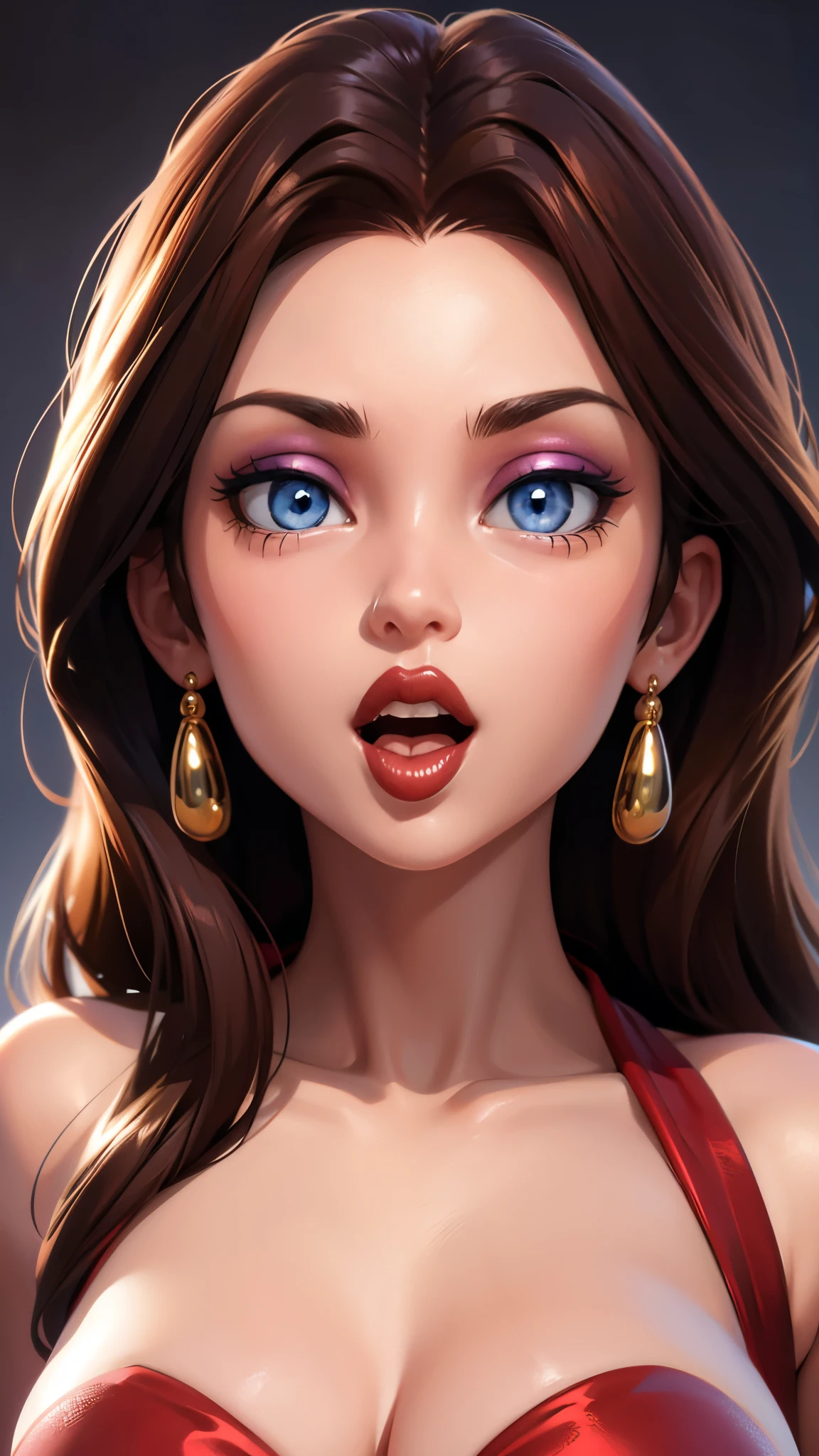 Must Piece, (Solo: 1.1), Perfect Face, (Bright Lighting: 1.2), Beautiful Eyes, Beautifully Detailed Face, Perfect Lighting, Absolutely necessary for the piece, Top Quality, () MILF, () 30 year old woman, red lips, lips, lipstick, red lips, thick lips
8K, high quality, animation, married woman, fair-skinned, beautiful, beautiful face, beautiful, bright, highlights in eyes, sexy, beautiful line drawing.Brown hair color, dark facial make-up, dark purple eyeliner, blue eyes, ((depicting head only)), simple background, open mouth, (tongue out),((tongue in cheek))(Big tits) Large breasts,