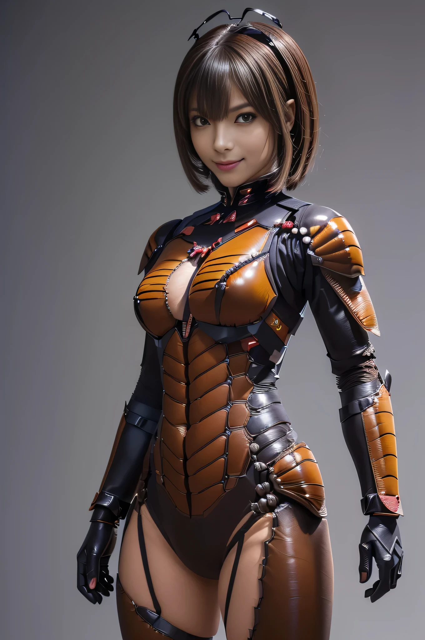 (high resolution,masterpiece,best quality,extremely detailed CG, anime, official art:1.4), realistic, photo, amazing fine details, all intricate, gloss and shiny,awesome many layers, 8k wall paper, 3d, sketch, kawaii, illustration,( solo:1.4), perfect female proportion,villainess, (fusion of dark brown cockroach and lady:1.4), (brown cockroach form lady:1.2), (brown cockroach lady:1.2), (fusion:1.2), (solo:1.4), (evil smile:1.2), muscular, abs, (cockroach brown exoskeleton bio insect suit:1.4), (cockroach brown exoskeleton bio insect armor:1.2), (brown transparency cockroach wing:1.4), (brown cockroach antennae:1.3),