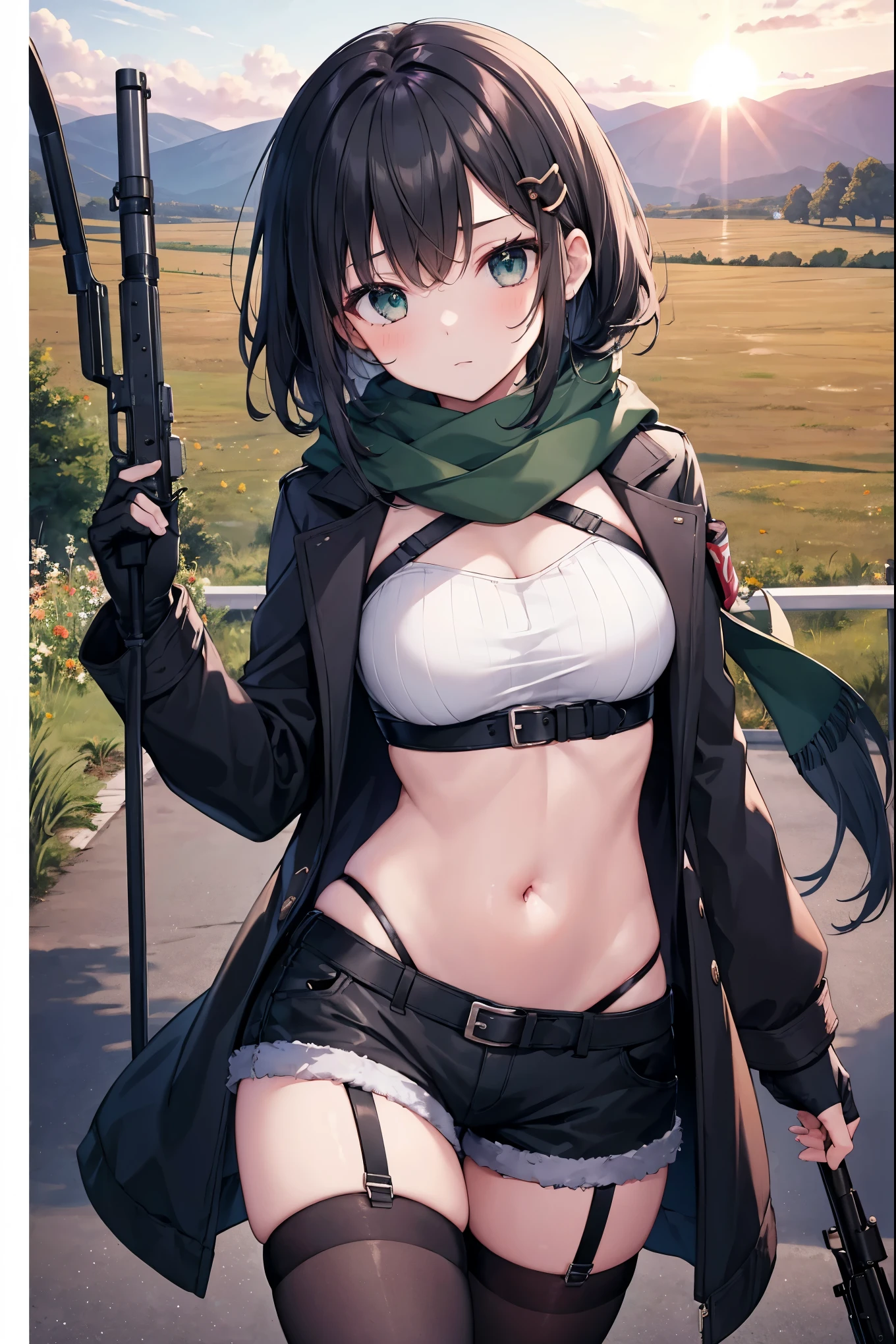 1 girl,young,,blue long hair,A tattered cat ear hat with patches,Brown clothes that are tattered and patched up,Battered girl,mole,Lightless green eyes,,small breasts,grassland,Her nipples are visible through the gaps in her torn clothes
