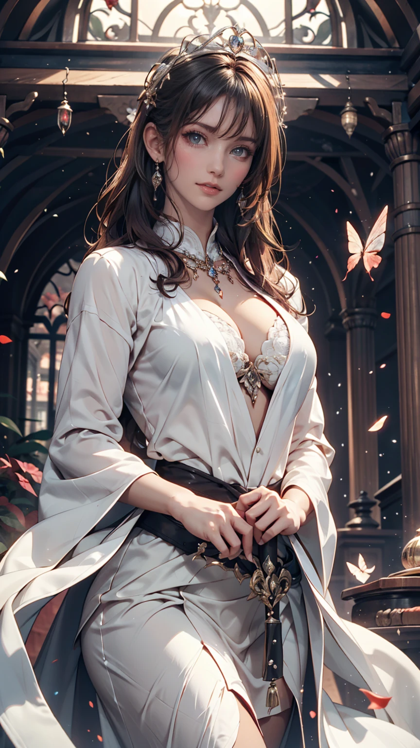 (Game CG,Highest quality,masterpiece:1.3),1 gigi, White capelet, White Dress, skirt