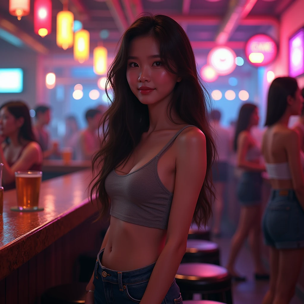 Low angle shot of a bunny girl:1.6、Thigh details、Crotch detail、Casino Background、 (Highest quality、4K、8k、High resolution、masterpiece:1.2)、Very detailed、(Genuine、Realistic、Realistic:1.37)、Detailed eyes、Detailed face、nice、elegant、impression