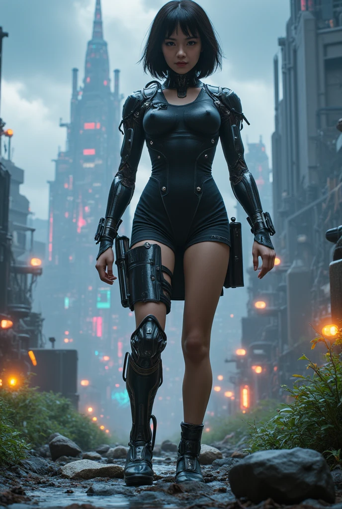 Advanced Bionic Mecha、Cyblog、anthro、devil、boy、green、 body shape、coyote、Full body Esbian、muscle tissue、low length、delicate face、delicate eyes、1 tail、(Glowing LED)、energy、Refers to behavior、outside the house、Highly detailed CG Unity 8K wallpaper、realistic、masterpiece、highest quality、Lens flare、unreal engine、Trending with ArtStation、Complex、high details、dramatic、realism、beautiful and delicate lighting、shadowy