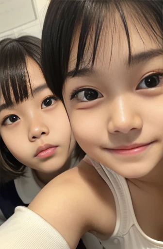 smile、 Ultra-high definition,   anatomically accurate  ,   Flat Cleavage 、  short hair、 anatomically accurate ,  textured skin,  Ultra-high definition, smile、(((Transcendental Cute Three Elementary School Students ))), (( Super Transcendental Cute Three Elementary School Students))