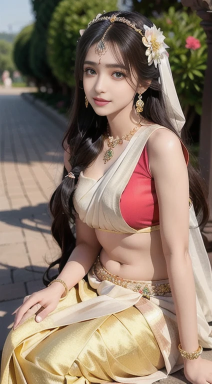 a cute woman in a pink sari posing for a picture, featured on instagram, seductive, angular, , hot, sexy,