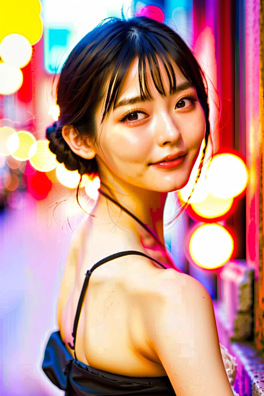  1 girl,  Japanese girl ,( RAW photos ,  top quality), ( realistic , photo- realistic :1.4), masterpiece,  extremely delicate and beautiful,  very detailed, 2k wallpaper,  amazing,  detailed description ,  very detailed CG unity 8k wallpaper,  ultra detailed ,  high definition ,  hard light ,  beautiful detail-oriented girl in the studio,  very detailed eyes and face,  beautiful detailed nose,  Beautiful Detailed Eyes , Cinematic Lighting , Perfect Anatomy,
On a street corner in Shibuya,Tokyo,  neon lights ,City lights at night,crowd,(Bokeh:1.2)
smile、uesakasumire、Nipples、naked、pubic hair、 sex