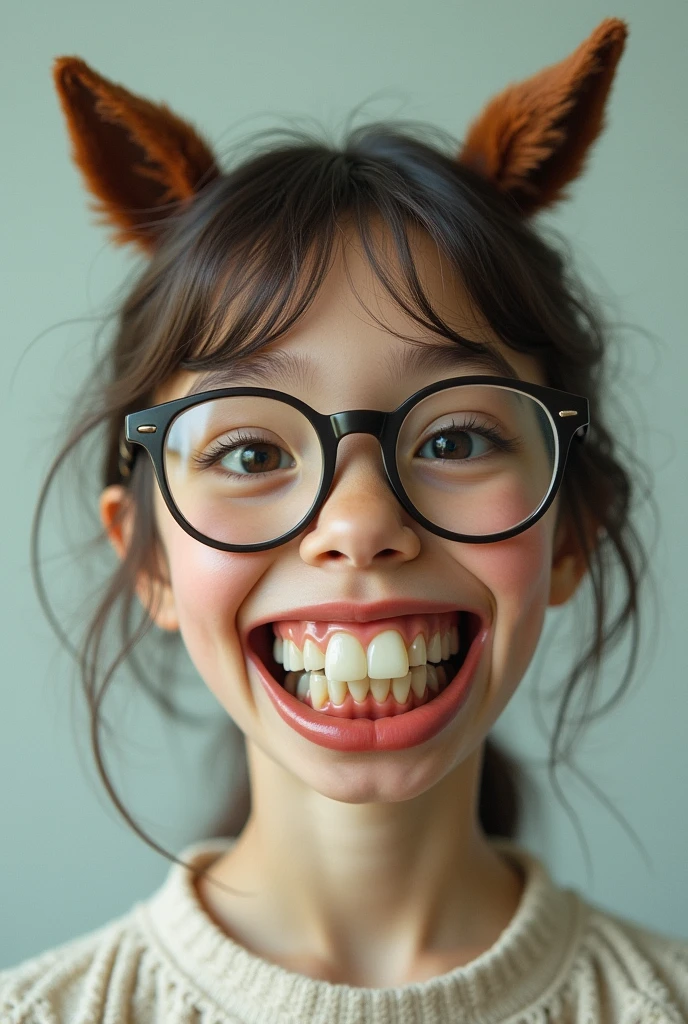 KIDS GIRL BLONDE long hair with a black face and a black face with a black face, evil crazy laugh, red oil background.