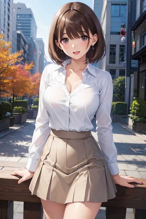 (masterpiece:1.2, highest quality), (realistic, photorealistic:1.4), beautiful illustrations, (natural side lighting, movie lighting),
looking at the viewer, face focus, Upper body, 1 female, Japanese, perfect face, perfect body, Cute symmetrical face, shiny skin, baby face, medium breasts:1.4
((medium hair:1.4, light brown hair)), hair between eyes, emerald green eyes, seductive thighs, thin,
beautiful hair, beautiful face, thin and beautiful eyes, beautiful clavicle, beautiful body, beautiful breasts, beautiful thighs, beautiful feet, beautiful fingers,
(((ascot shirt:1.3), black tight skirt)),
(beautiful scenery), evening, (office), Are standing, (cute smile, Upper grade),