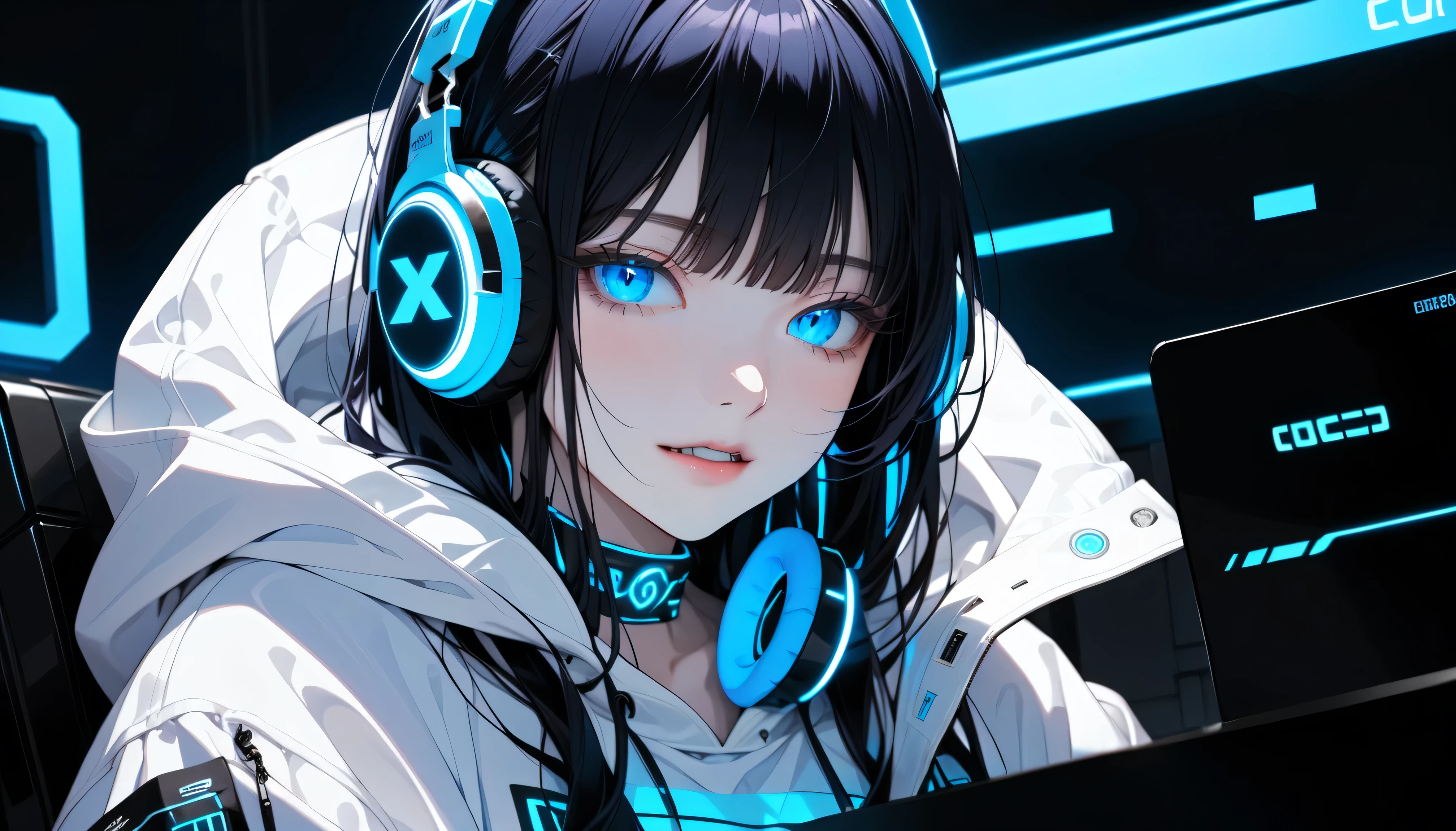Vincent Di Fate, Makoto Raiku, Surreal, mysterious, strange, fantastical, fantasy, Sci-fi, Japanese anime, a crystal record on a sleepless night, a beautiful girl in pajamas lying on the bed listening to music, perfect voluminous body, a galaxy outside the window, a space station, detailed masterpiece Hyper realistic sharp focus