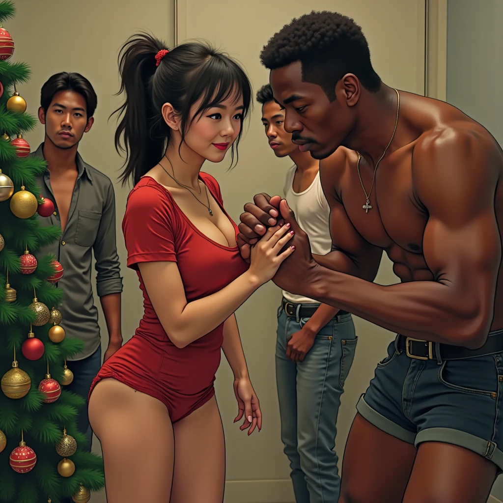 Japanese、Black Hair, Perfect ???????, Realistic,  Flat Chest, ((Browsing Caution)), See through, ((Sex)), Pupils dilate, Tears flow, 8K, Very detailed, high quality, Vaginal ejaculation, ((R-18 Performance)), small, girl, 10 years old, Sleep on your back, Through clenched teeth, Gang Rape, Two Men, kimono, Glasses, Braid（double）, Realistic style