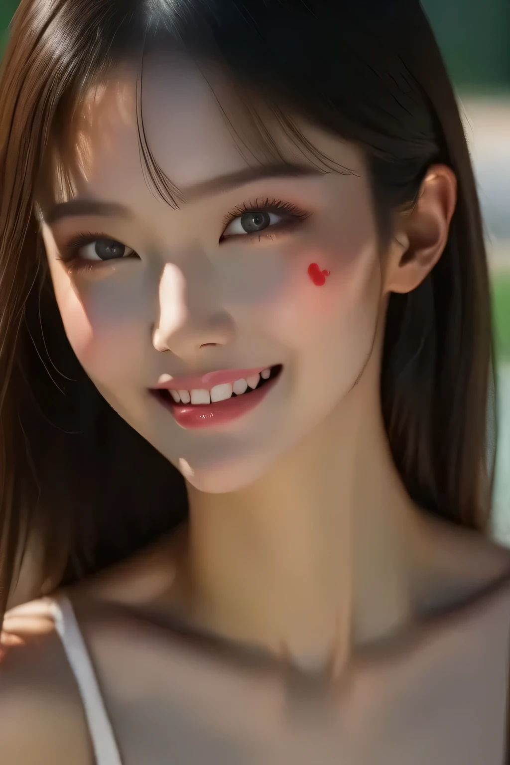  thin brush ,smile,Detailed Students, cowboy shot , , ( ,), looking at viewer, beautiful woman,( skin dimentation:1.2), shiny skin,  top quality,   ultra high resolution, ( photorealistic:1.4),