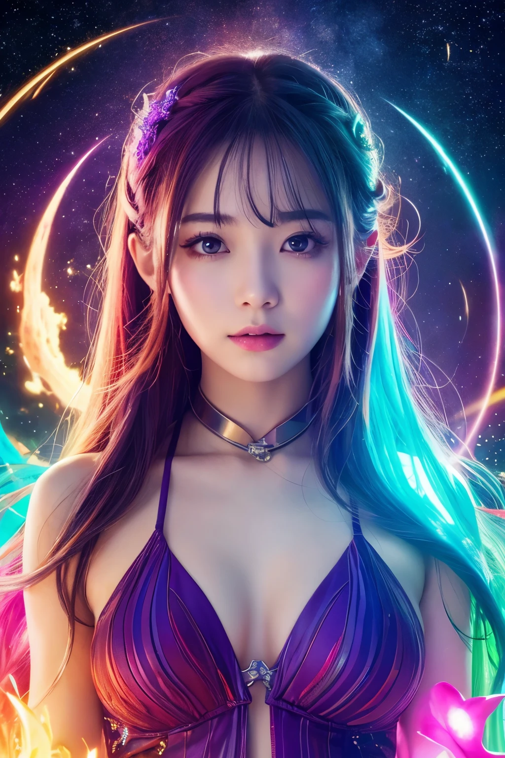 Beautiful realistic naked girl with BRIGHT WHITE-BLUE long hair, very small round breasts (firm and full), Close-up of clean skin with detailed skin, full body view, on an orange background, Against the background of the starry sky, bright makeup, EARRINGS WITH GLITTERS, two-leaf gray flower,translucent speckled bifoliate gray, Bioluminescent - Ultra High Quality 8K Music Equalizer, High contrast, rich colors, soft light, Super detailed photos. ultra high quality 8K, High contrast, noise reduction, яркие rich colors. high quality, 8K Ultra HD, High contrasthigh quality, very beautiful flower, translucent red lily of the valley with dew drop flower, bioluminescent flower glows and shimmers, he grows in a mysterious forest, shrouded in mystery, high quality 8k, High contrast, rich colors, soft light, Ultra-detailed photos. high quality 8k, High contrast, noise reduction, bright rich colors. high quality, 8K Ultra HD, High contrast