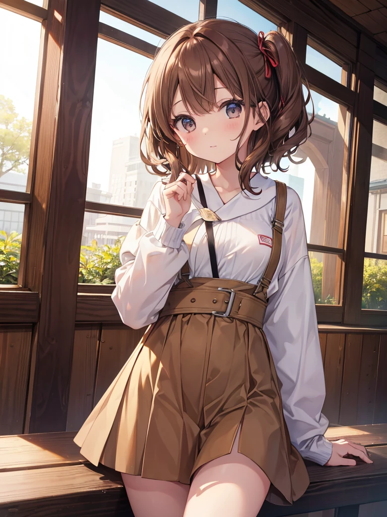 Hi-Res、masterwork、Chizuru Ichinose、Brown hair、i&#39;m、Female one、outside of house、Detailed background、A detailed eye、（（brown-eyed））,Beautiful and perfect legs, Clean and perfect hands