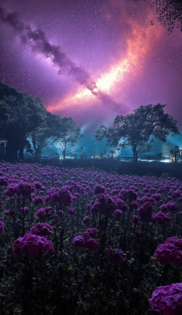 An awe-inspiring, hyperrealistic digital art piece featuring a tornado of vibrant flowers swirling inside an ancient pyramid. A supernova explosion illuminates the cosmic sky above, with cascading waterfalls and breathtaking rainbows. Glowing crystals are scattered throughout the landscape, adding a magical touch. The level of detail is extraordinary, showcasing the beauty of nature and the cosmos. The 4K ultra-high-definition image captures the sharp focus and extreme detail, making the scene appear almost surreal. This digital masterpiece merges realistic and fantastical elements, influenced by NASA's elements, to create a breathtaking and enchanting visual experience., vibrant
