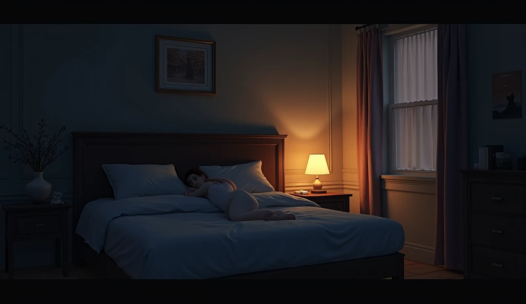 Best Quality, Masterpiece, super high resolution, surrealism, room, empty bed with a baby sleeping in the bed