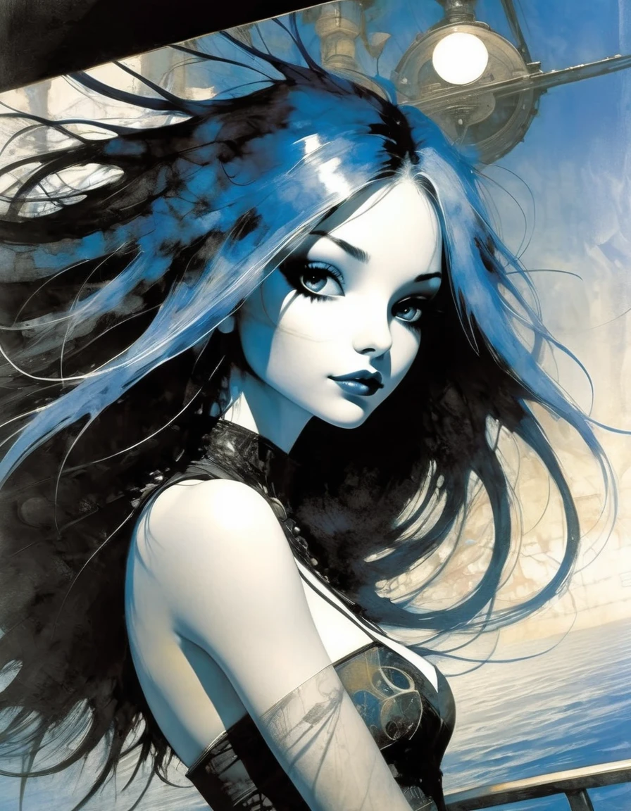 girl with long blue hair, small breasts, erotic posing,on a cruise ship,sexy summer dress, black and white image, smile (inspirational art by Bill Sienkiewicz and Dave McKean) (best quality,4k,8k,highres,masterpiece:1.2),ultra-detailed,(realistic,photorealistic,photo-realistic:1.37),intricate details,vivid colors,sharp focus,professional,Dave McKean artwork, oil touch of surrealism,oil painting style,portrait,woman,beautiful detailed eyes,beautiful detailed lips,dreamlike atmosphere,shadow play,soft lighting,playful pose,dark hues,ethereal background,fantasy elements,texture,layered composition. ✨🤟😁🤗😍😆👍🙌✨👩‍👩‍👦‍👦sex sex sex ✨✨ ❗ 🙏😁❤, {{{,nsfw,speech bubble,sexy nude, {{{,{pussy,spread her pussy,cum,cum on pussy,masterbation,straddling,y}}},cute,ultra detailed skin,sketch}}}, ,}}}, art inspired by Bill Sienkiewicz and Dave McKean
