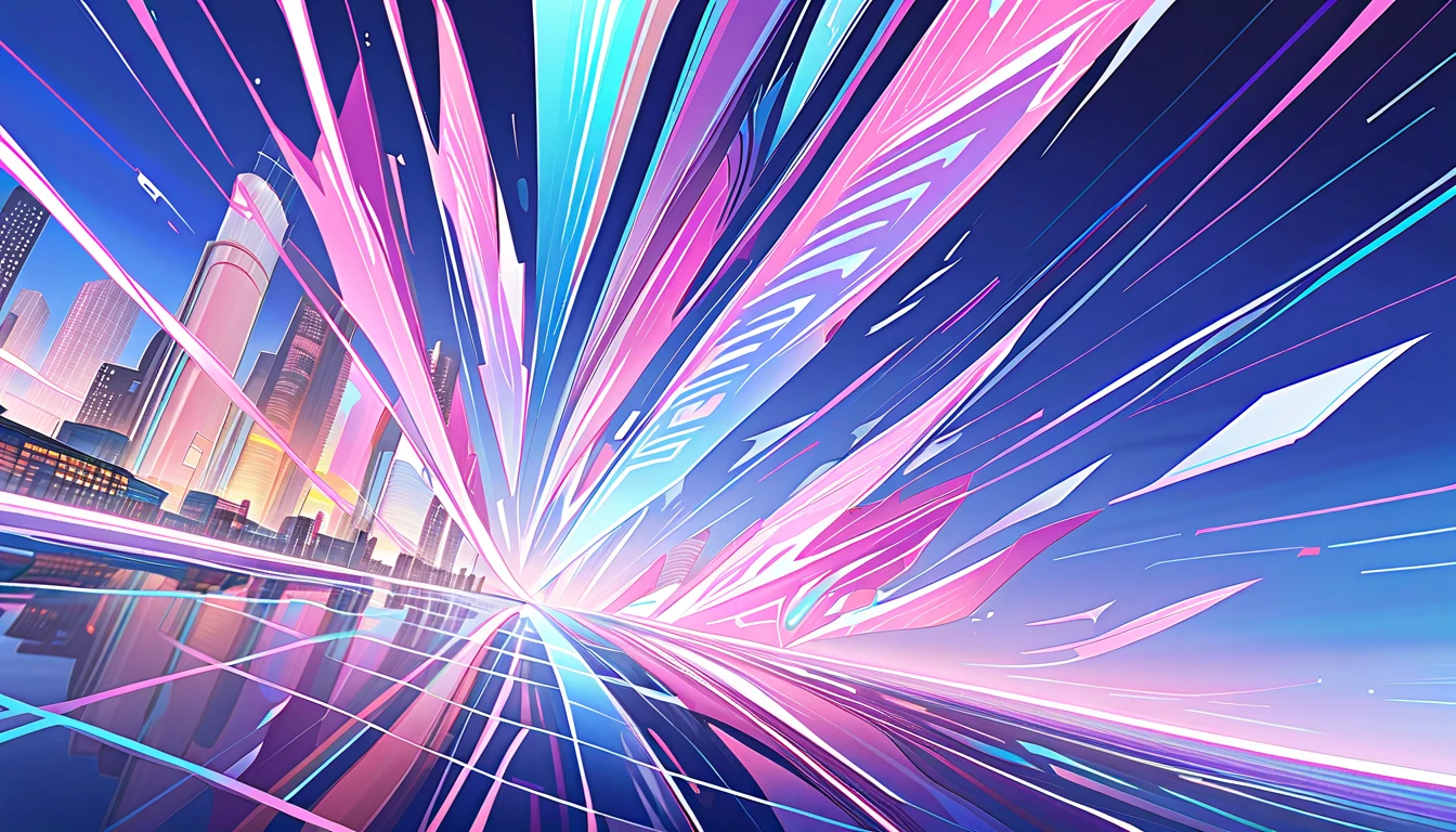  "A breathtaking view of futuristic fireworks launching from sleek skyscrapers, casting vibrant colors across a glassy ocean reflecting the New Year 2025 celebrations. The sky is filled with neon streaks and holographic designs."