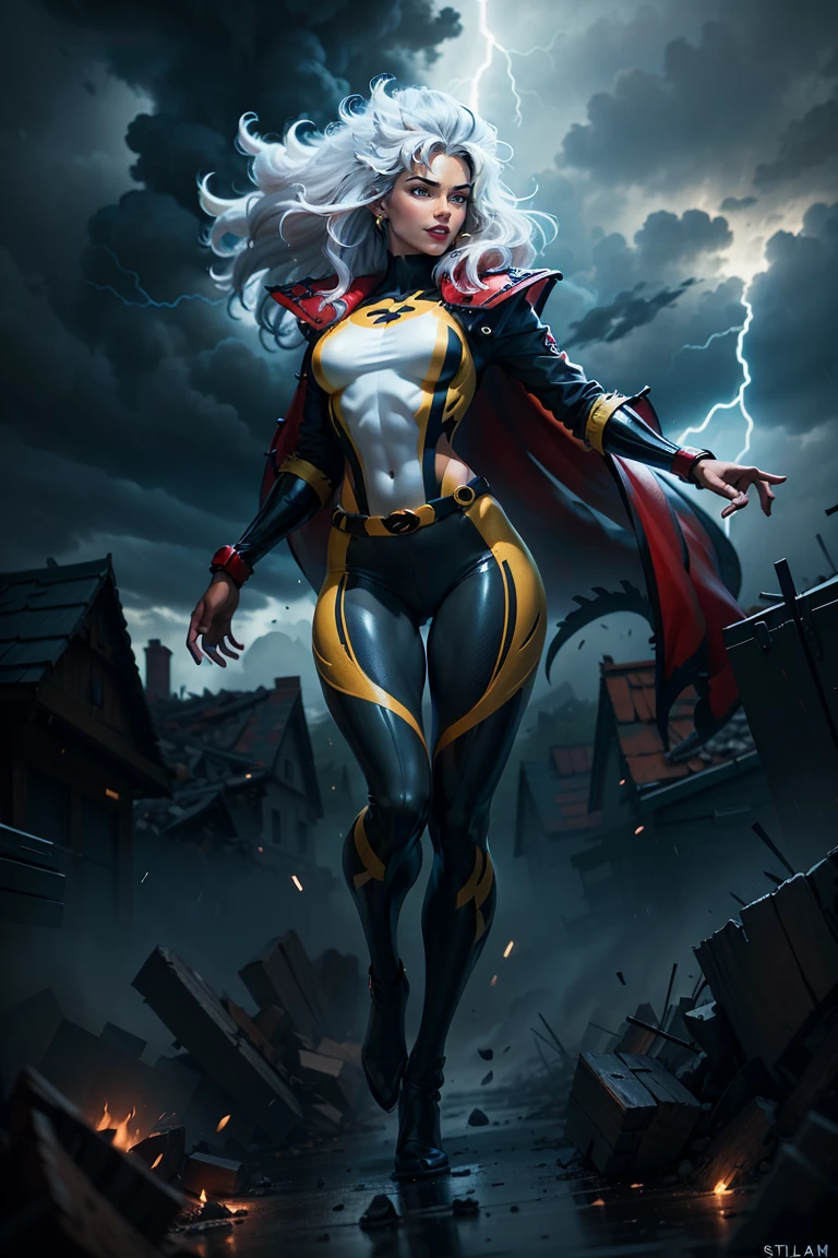 a female, (full body),masterpiece, ultra realistic, heroic woman, cape, full body outfit,futuristic ,earrings,necklace,jewelry
, <lora:å·è°_Cool tones:0.8>, on a rooftop, night  <lora:LightningVFXV1:0.5> <lora:locon_conceptlightning_v1_from_v1_64_32_lightning_storm_thunder:0.5>Lightning
