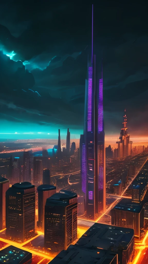 futuristic city with a massive tower and a massive bridge, a detailed matte painting inspired by James Paick, cgsociety contest winner, digital art, big and structured valhalla city, ancient sci - fi city, in fantasy sci - fi city, aerial view of a cyberpunk city, sci - fi city, sci fi city, huge futuristic temple city, dystopian cyberpunk city