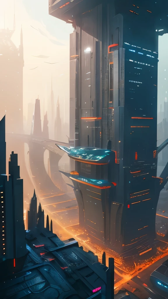 futuristic city with a massive tower and a massive bridge, a detailed matte painting inspired by James Paick, cgsociety contest winner, digital art, big and structured valhalla city, ancient sci - fi city, in fantasy sci - fi city, aerial view of a cyberpunk city, sci - fi city, sci fi city, huge futuristic temple city, dystopian cyberpunk city