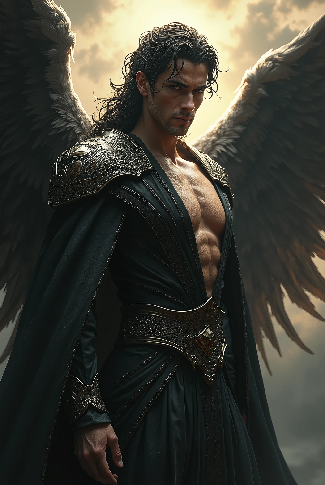 Azriel is a men described as classically beautiful, but almost unreadable. He is tall, with dark hair, tanned skin, and massive Illyrian wings. His eyes are hazel and the planes of his face are said to be elegant. He has a brutal scar on his right arm.
Azriel is surrounded by shadows. Illyrian warriors often carry a siphon, to channel their raw power into something useful. Azriel requires seven cobalt stones.