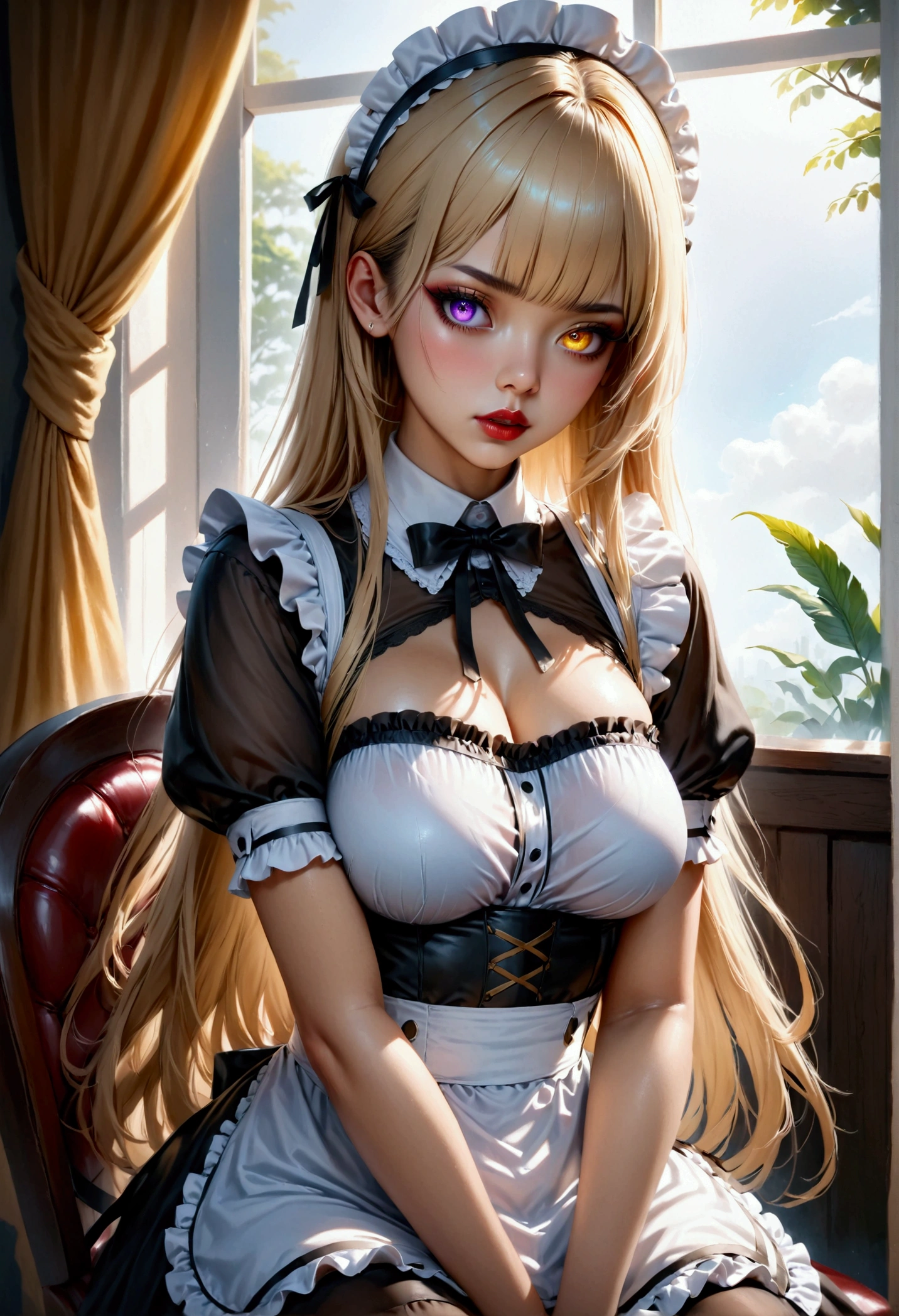 (((NSFW))), (((beautiful cutest baby face girl in a see-through nipples extra thin pure white maid outfit holding a round tray))):1.5, (((little baby body))):1.5, Azur Lane Style, catgirl cosplay! (((extra thin skintight Maid dress see through nipples!))):1.5, From the video game Azure Lane, kantai collection style, Anime girl with maid costume, pure white Maid outfit, M4 Sopmod II Frontline Girls, Beautiful maid, Anime Girl Cosplay, Lolish, cosplay, masterpiece, best quality, (masterpiece) , (best quality: 1.4), (ultra high: 1.2), (hyperrealistic: 1.4), (photorealistic: 1.2), Highly detailed CG unit 16k wallpaper, shot style, complex, High detail, dramatic, Highest quality film still image, highly detailed, masterpiece, best quality, realistic ultra detailed rendering style, natural light, Crisp character design, (hard focus, 16k), (((parfect natural skin texture))), 16k textures, Soft cinematic lighting , adobe light room, HDR, sophisticated, rich details, sharp focus, (((Movie Look))), soft tones, Frenzy of details, Intricate details, Super details, low contrast, soft film lighting, Sensual, Hottie, lascivious, voluptuous, ((extra small breasts, bursting breasts, ripped, perfect slim body, sensual slim body, sexy body)), ((ultra-high-resolution, great quality)), (((16k, RAW photo, Best quality, masterpiece, hyperrealistic))), wallpaper, amazing, extremely detailed, Highly detailed, sharp focus, real person, playboy photo style, perfect legs, Sexy and tight clothing, Generous neckline, depth of field, , young , very attractive , pretty face, Beautiful face, Detailed face, (sexy body, slim body), sexy, very sensual girl, Hottie, lascivious, (Pretty blonde hair, sensual hair), (Beautiful eyes, pretty eyes, detailed eyes), perfect body, sensual body, perfect legs, perfect body measurements, voluptuous