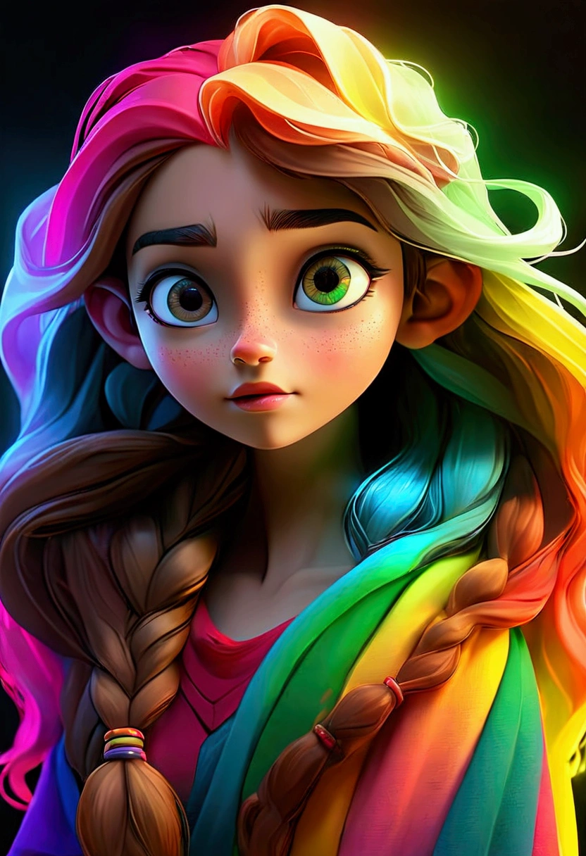 a beautiful detailed girl, 1girl, detailed facial features, detailed eyes, detailed nose, detailed lips, detailed skin, long wavy hair, elegant pose, dreamy expression, ethereal, fantasy, magical, glowing, holographic, iridescent, rainbow colors, neon, vibrant, dynamic lighting, cinematic, dramatic, surreal, intricate details, 4k, 8k, highres, masterpiece, ultra-detailed, photorealistic, vivid colors, studio lighting, physically-based rendering, extreme detail description, professional