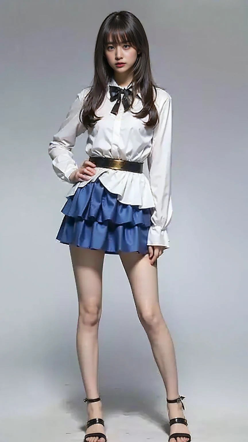 solo，1 Girl，18 years old，Wear casual clothing，White skin，Sun hat，Standing，miniskirt，Round scalp shoes，feature, Disney style, White background, Beautiful and delicate face，sideways，Sitting，sit on the chair，Look at the camera，，Calf socks