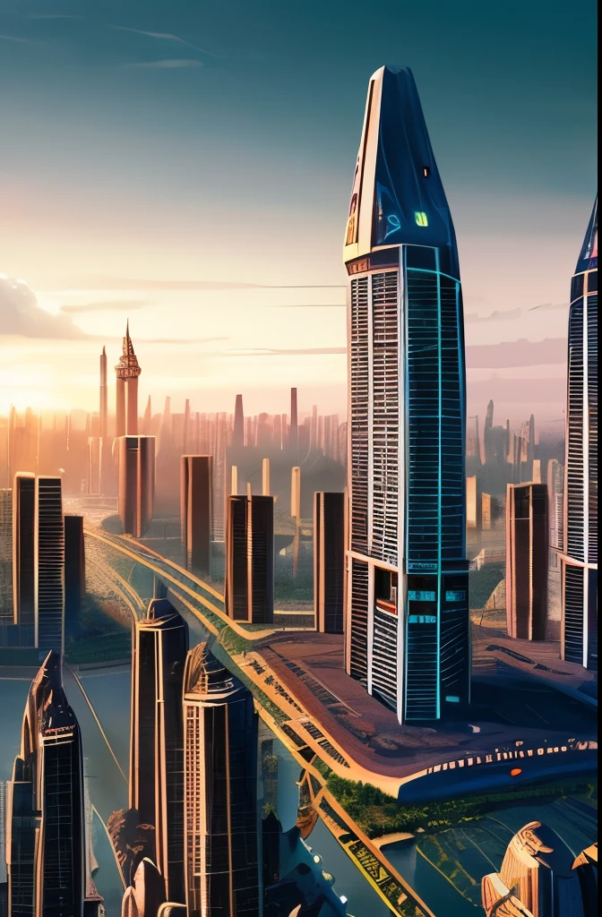 futuristic city with a massive tower and a massive bridge, big and structured valhalla city, ancient sci - fi city, in fantasy sci - fi city, aerial view of a cyberpunk city, sci - fi city, sci fi city, huge futuristic temple city, dark futuristic city, dystopian cyberpunk city, futuristic dystopian city, science - fiction matte painting