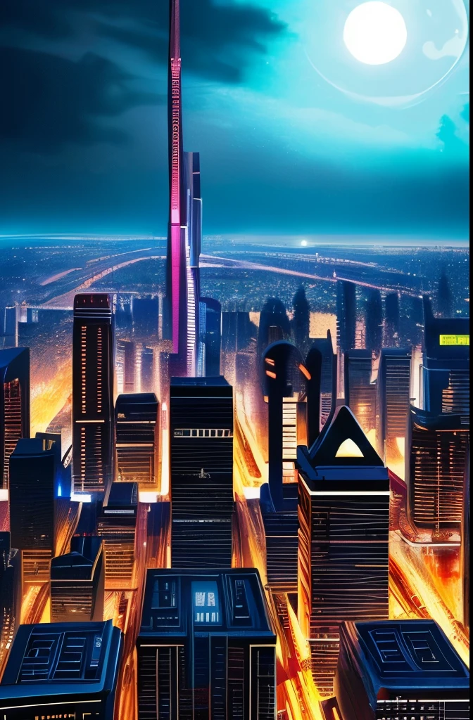 futuristic city with a massive tower and a massive bridge, big and structured valhalla city, ancient sci - fi city, in fantasy sci - fi city, aerial view of a cyberpunk city, sci - fi city, sci fi city, huge futuristic temple city, dark futuristic city, dystopian cyberpunk city, futuristic dystopian city, science - fiction matte painting